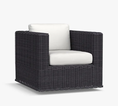 Huntington Wicker Square Arm Swivel Outdoor Lounge Chair