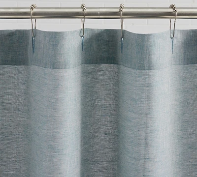 Belgian Flax Linen Hemstitch Shower Curtain