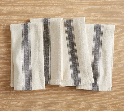 French Striped Organic Cotton Napkins - Set of 4