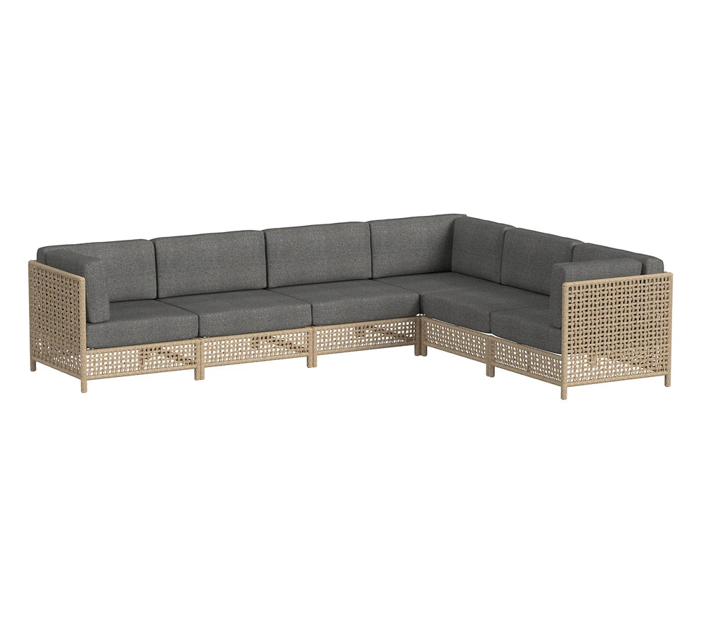 Ophelia Wicker 6-Piece Outdoor L-Shaped Sectional (132")