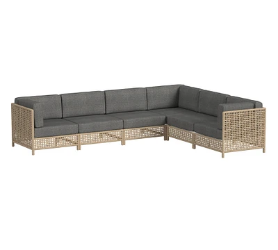 Ophelia Wicker 6-Piece Outdoor L-Shaped Sectional (132")