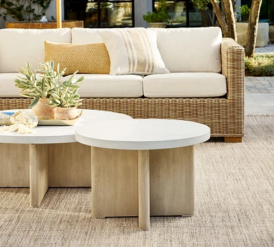 Cayman Concrete & Eucalyptus Round Outdoor Side Table (26")