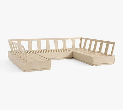 Indio Eucalyptus Modern Platform 5-Piece U-Shaped Outdoor Sectional (122")