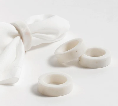 Handcrafted Thin Marble Napkin Rings - Set of 4