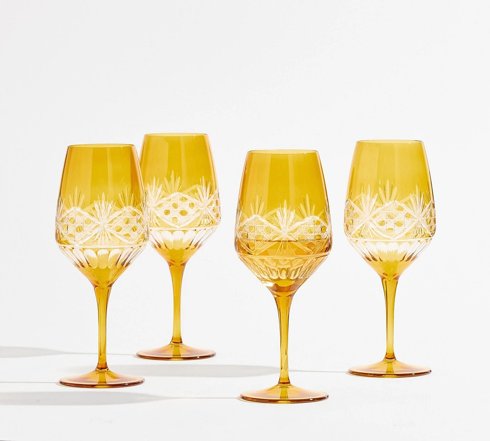 Antique Cut Wine Stem Glasses