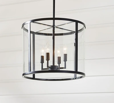 Manor Outdoor Round Glass & Iron Pendant (18")