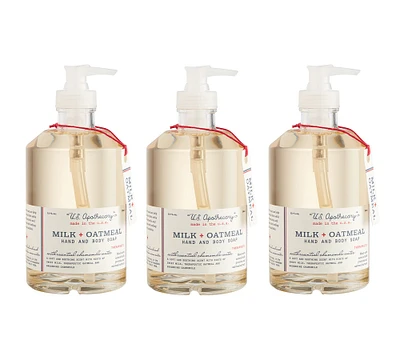 U.S. Apothecary Milk & Oatmeal Liquid Soap, Set of 3