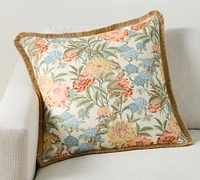 Kravet Garden Floral Ikat Pillow With Fringe