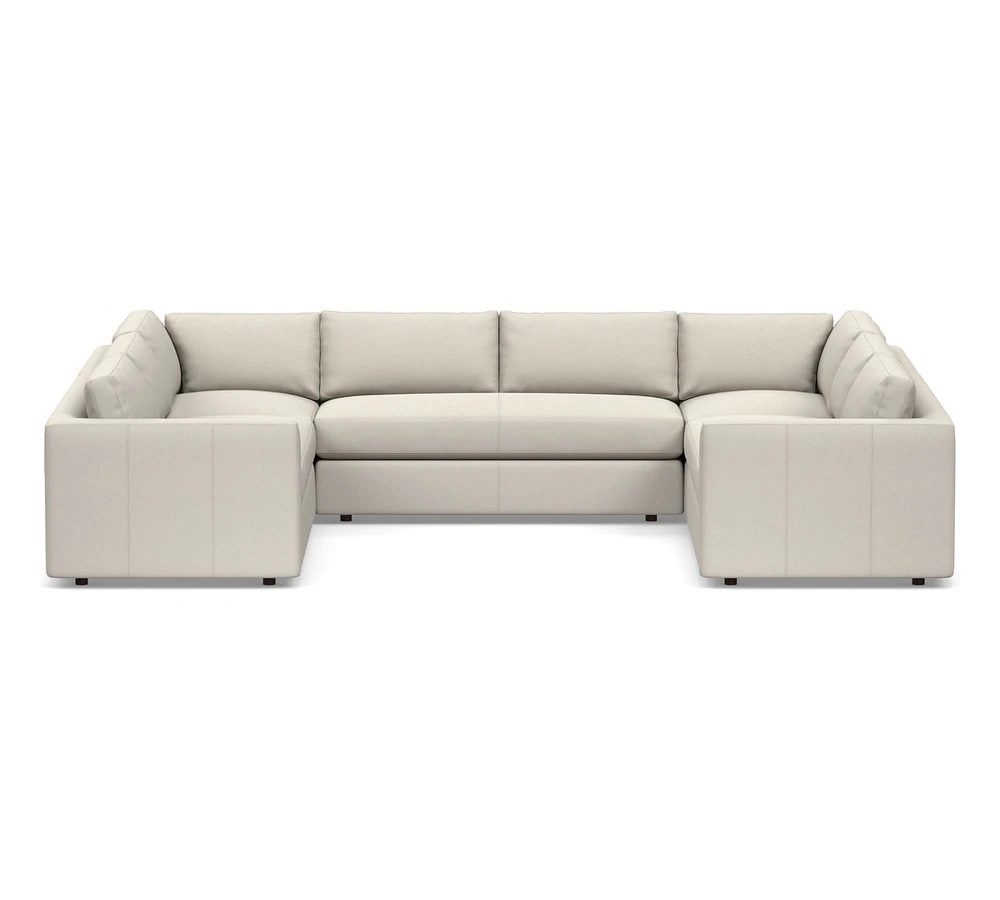 Carmel Slim Arm Leather U-Shaped Sectional (174"–186")