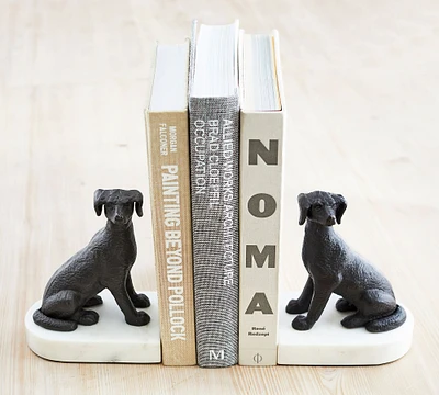 Bronze Dog Book Ends - Set of 2