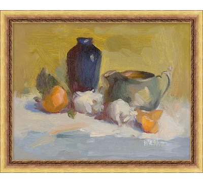 Blue Jug and Fruits Still Life Framed Print