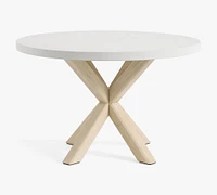 Abbott Concrete & Acacia Petite Round Outdoor Dining Table (48")