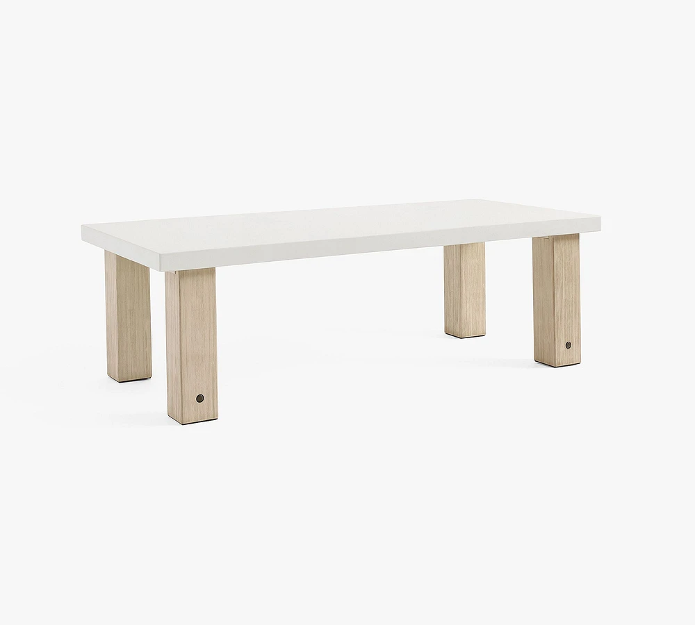 Abbott Concrete & Acacia Chunky Leg Outdoor Dining Table (96")