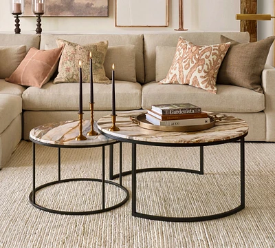 Delaney Round Calacatta Marble Nesting Coffee Tables