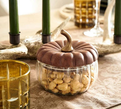 Glass Pumpkin Lidded Bowl