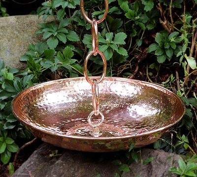 Tumbled Copper Rain Chain Basin