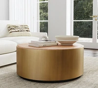 Brockton Round Metal & Leather Coffee Table (40")