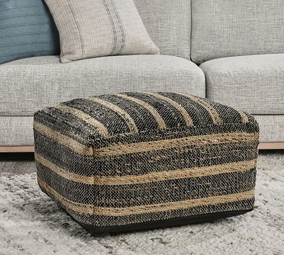 Harlan Handwoven Striped Pouf
