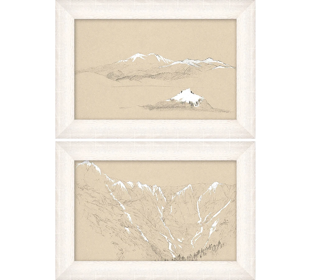 Snowcapped Sketch Framed Print