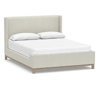 Jake Upholstered Platform Sleigh Bed with Wood Base