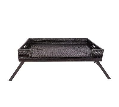 Tava Handwoven Rattan Serving Tray with Stand