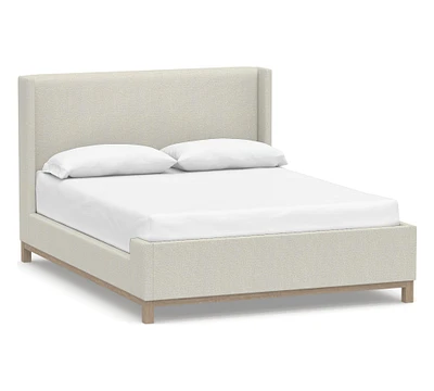 Jake Upholstered Platform Sleigh Bed with Wood Base