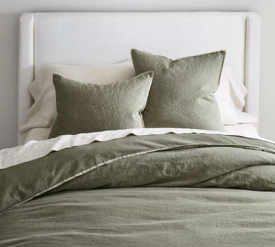 Open Box: Belgian Flax Linen Contrast Flange Duvet Cover