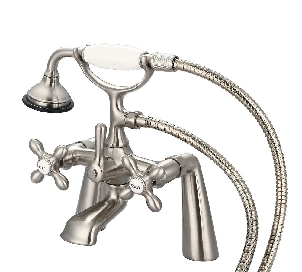 Renee Deck Mounted Cross-Handle Tub Filler with Handshower