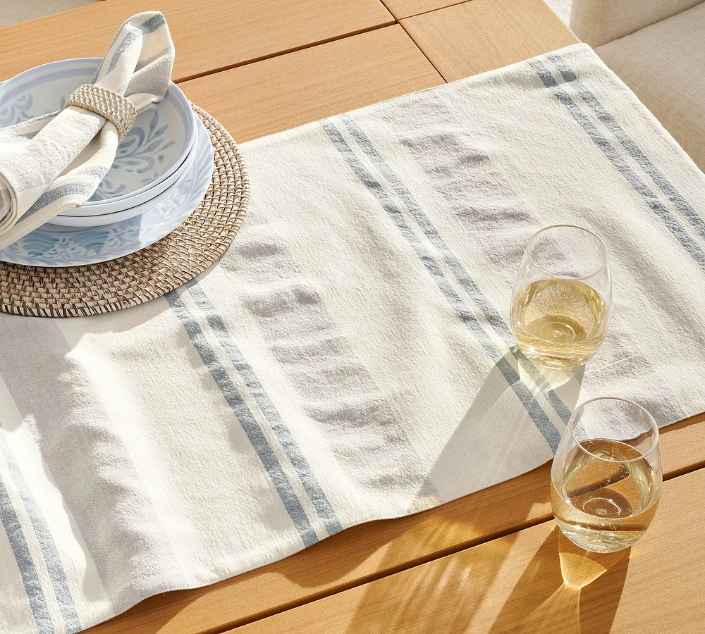 Hampton Stripe Cotton/Linen Table Runner