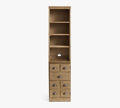 Printer's Narrow Bookcase with File Cabinet (16")