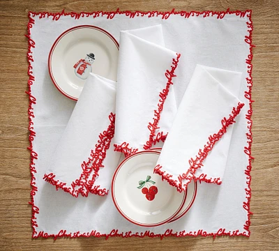 Open Box: Merry Christmas Embroidered Napkin - Set of 4