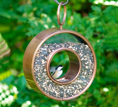 Circle Shaped Copper Fly Thru Bird Feeder