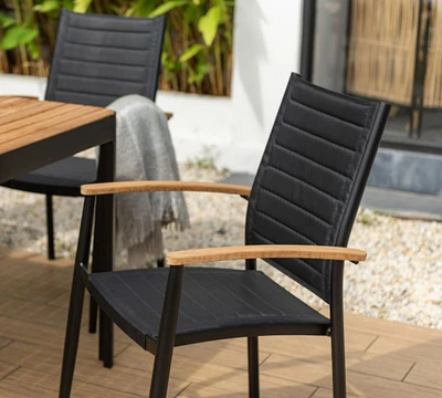 Beech Outdoor Stackable Dining Armchairs - Set of 2