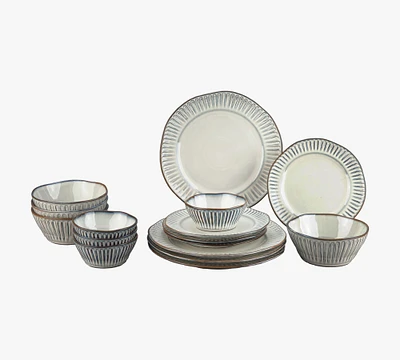 Colonnade Stoneware 16-Piece Double Bowl Dinnerware Set