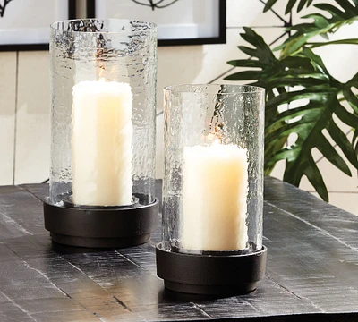 Gordo Hammered Glass Hurricane Candleholder