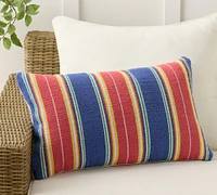 Topsail Woven Striped Lumbar Outdoor Pillow