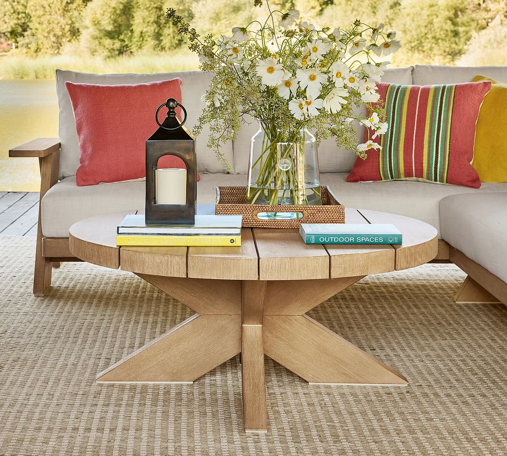 Modern Farmhouse Round Outdoor Coffee Table (40")