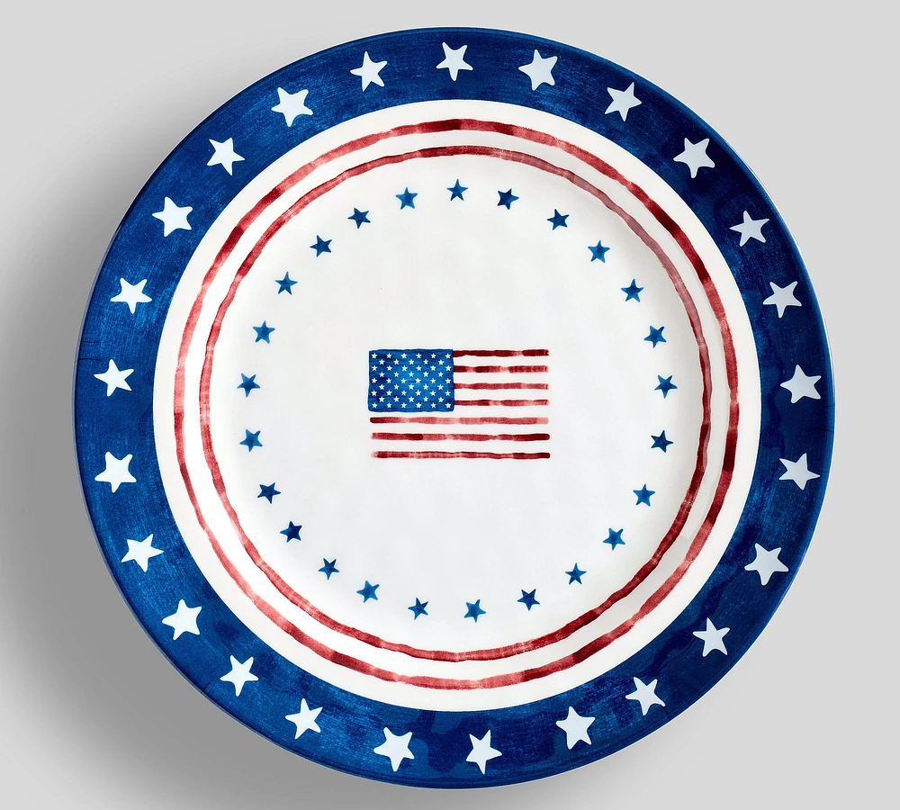 Cabana Americana Bunting Outdoor Melamine Dinner Plates - Set of 4