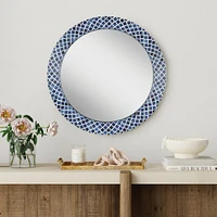 Phoenix Blue Bone Round Wall Mirror