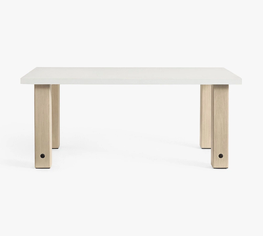 Abbott Concrete & Acacia Petite Chunky Leg Outdoor Dining Table (72")