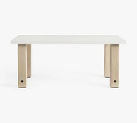 Abbott Concrete & Acacia Petite Chunky Leg Outdoor Dining Table (72")