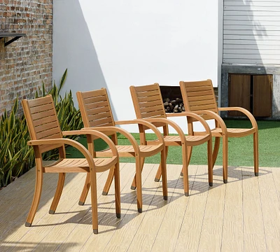 Thorold Eucalyptus Outdoor Dining Armchairs, Set of 4