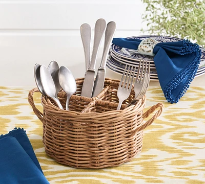 Handwoven Wicker Flatware Caddy