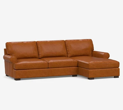 Townsend Roll Arm Leather Chaise Sectional (110")