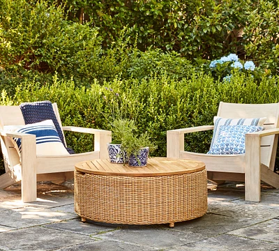 Westport Wicker Round Storage Outdoor Coffee Table (36")