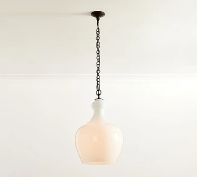 Flynn Milk Glass Pendant (12"-17")