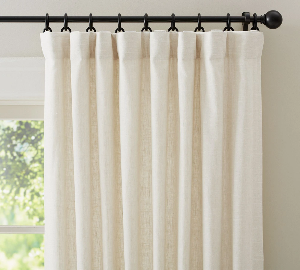 Open Box:Custom Emery Linen Blackout Curtain - Ivory