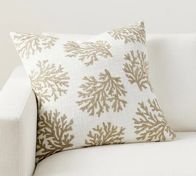 Coral Embroidered Pillow