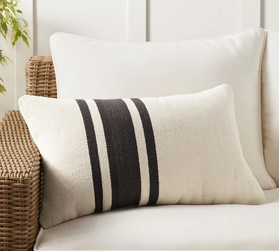 Modern Farmhouse Striped Outdoor Lumbar Pillow