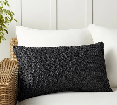 Faux Natural Fiber Honeycomb Outdoor Lumbar Pillow